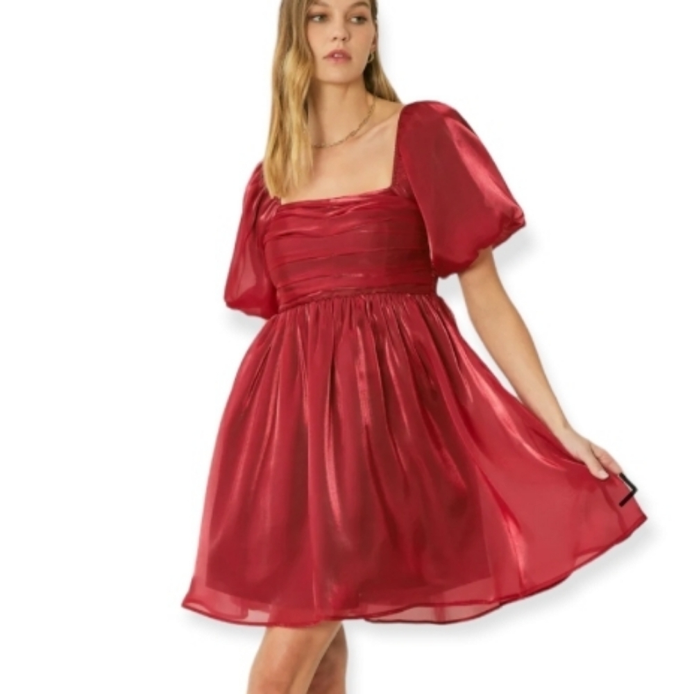 Entro Organza Burgandy Party Dress